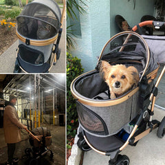 Premium Light Travel Stroller for Small/Medium Dogs, Cats and Pets 3-in-1